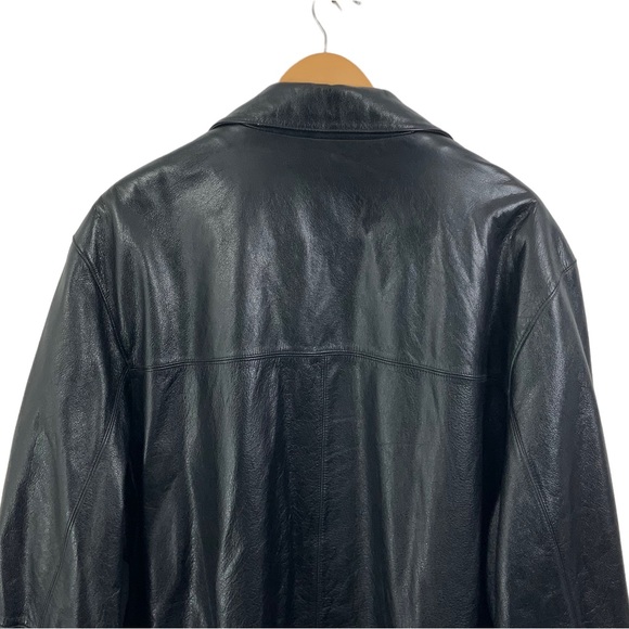 WILSONS LEATHER Nice Heavy Weight Leather Jacket Button Down XL Black Lined - Picture 6 of 12